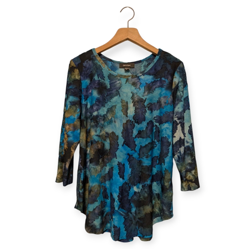 Karen Kane Womens Tie-dye Burnout Shirttail TeeBlouse